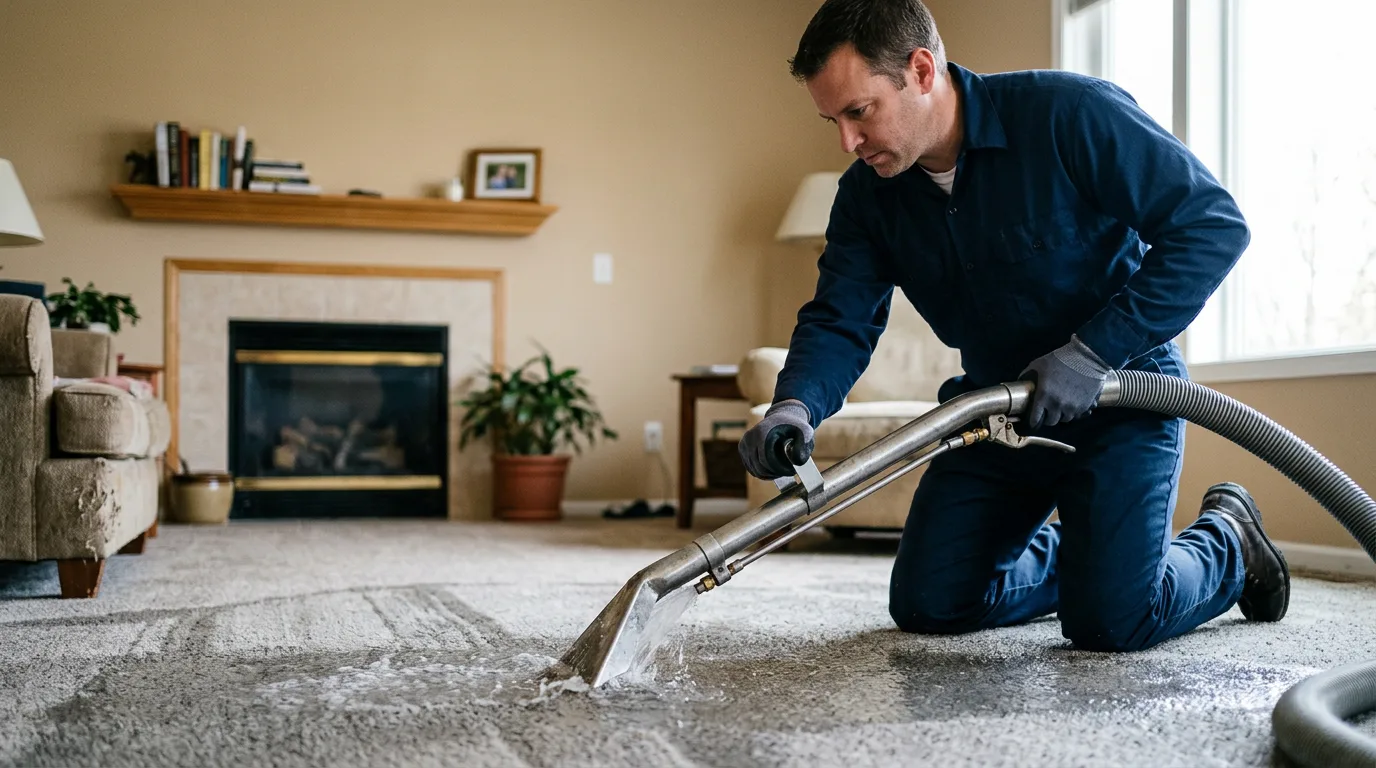 Water damage restoration technician working near Marquand, MO